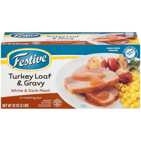 Festive White & Dark Meat in Roasting Pan Festive White & Dark Meat Turkey Loaf & Gravy in ...