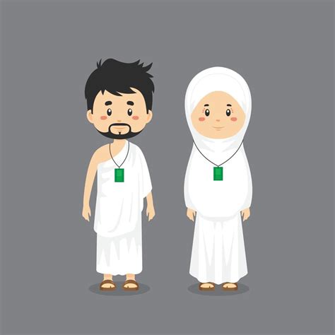 Couple Character Wearing Ihram During the Hajj 2632443 Vector Art at ...