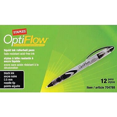 Staples OptiFlow™ Needle-Tip Rollerball Pens, Fine Point, Black, Dozen (15194) | Staples®