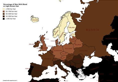 Percentage of Men with Blond/Red/Light Brown Hair in Europe | Light ...