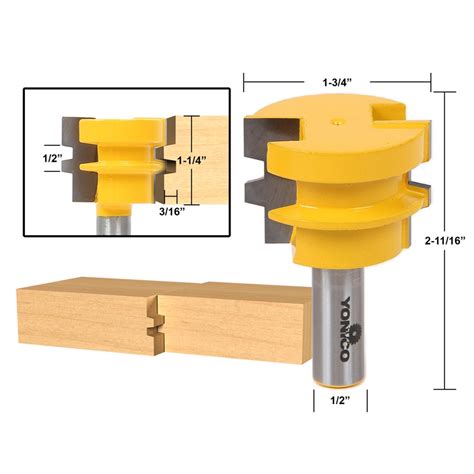 Joinery :: Reversible Glue Joint :: Reversible Glue Joint Router Bit - 1-1/4" Stock - 1/2" Shank ...