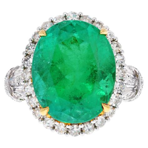 16.30 Carat Emerald Cut Green Tourmaline and Diamond Ring in 18 Karat White Gold at 1stDibs