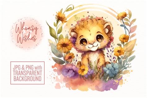 Baby Lion Watercolor Graphic by whimsyandwishes · Creative Fabrica