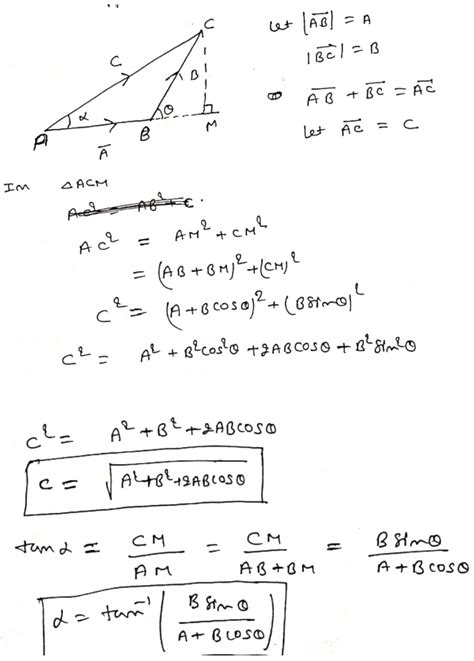 Derivation of triangle law of vector addition and parallelogram law of ...