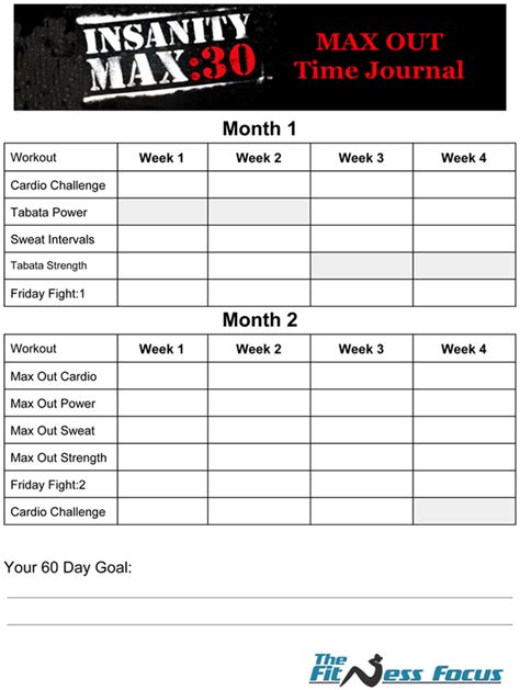 Insanity Max 30 Workout Schedule Printable | EOUA Blog