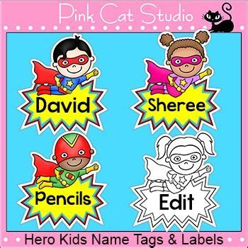 Hero Kids Theme - Editable Name Tags and Labels - Back to Turtle Classroom, Classroom Name Tags ...