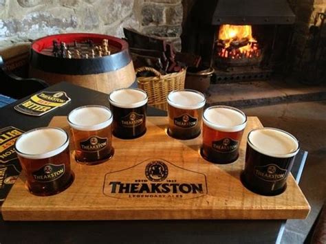 A tempting line-up after the tour. - Picture of Theakston Brewery, Masham - TripAdvisor