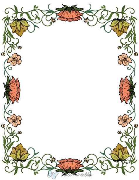 Printable Floral Art Nouveau Page Border