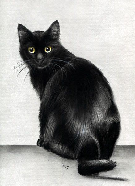 Black Cat *ORIGINAL CHARCOAL Drawing by Award Winning Artist A.-C. GRIEHL-GROß | Chat noir, Chat