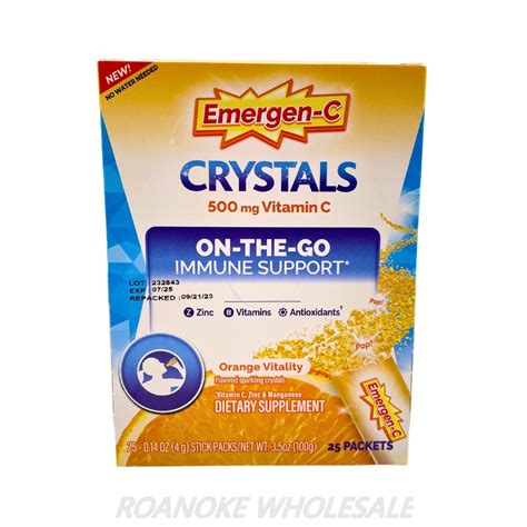 EMERGEN-C CRYSTALS 500MG VITAMIN C 25PCS – Roanoke Wholesale