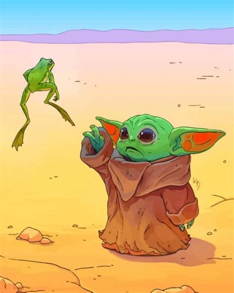 Baby Yoda And The Frog - Paint By Number - Num Paint Kit