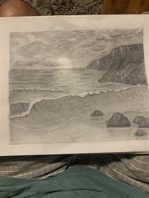 My first try at a sea scape : r/Pencildrawing