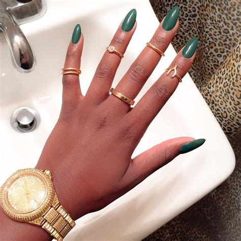 •carriemuza• | Dark skin nail polish, Green nails, Dark skin nail color