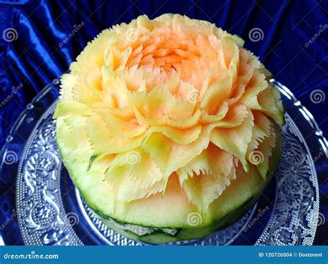 Cantaloupe Melon Fruit Beautiful Creative Thai Original Carving Stock ...