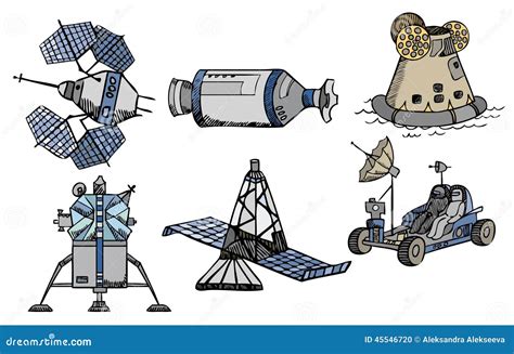 Many Different Color Spacecrafts, Stock Vector - Illustration of industrial, shuttle: 45546720