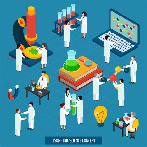 Free Vector | Science lab concept isometric composition banner