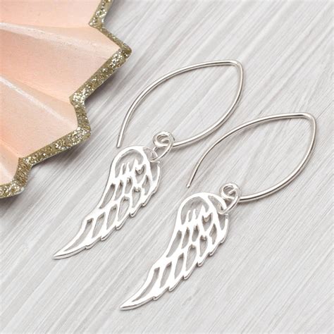 sterling silver angel wing earrings by hurleyburley ...