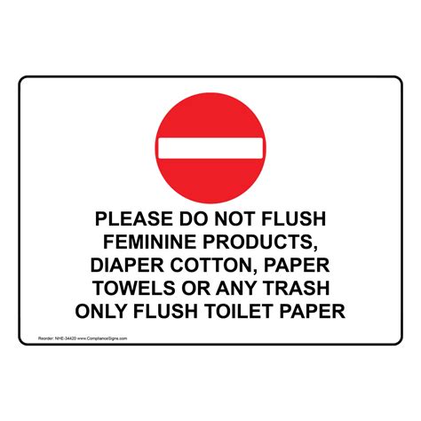 Please Do Not Flush Feminine Products, Sign With Symbol NHE-34420