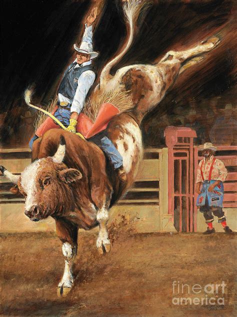 Rodeo - Bull Riding Painting by Don Langeneckert - Fine Art America