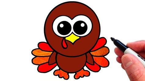 How to Draw a Cute Turkey - YouTube