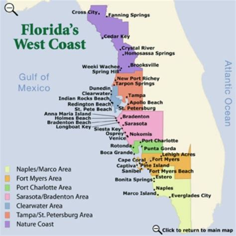 West Coast Beaches Florida Map | Tourist Map Of English