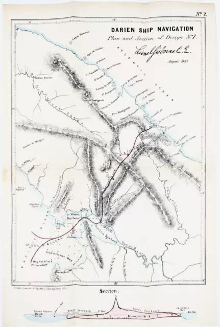 1852 ISTHMUS DARIEN Map Canal Ship Navigation Plan New Granada Panama ORIGINJAL £39.31 - PicClick UK