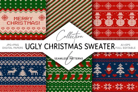 Ugly Christmas Sweater Patterns Graphic by digitalEye · Creative Fabrica