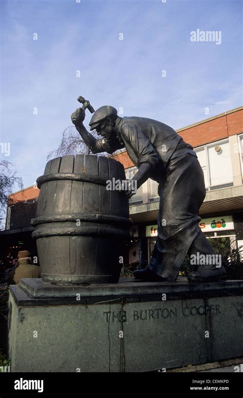 UK, England, Burton upon Trent, one of England's brewery towns, the statue of the Burton cooper ...