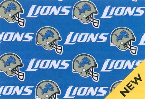 Detroit Lions New Logo NFL Pro Football Cotton Fabric Print