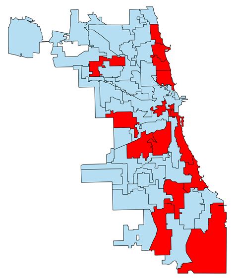 14 Chicago City Council wards (red) will not have the 2019 election ...