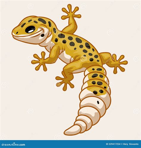 Leopard Gecko in Cute Cartoon Style Stock Vector - Illustration of symbol, silhouette: 229417254