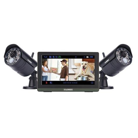 Lorex 4-Channel Wireless 720p HD Surveillance System with 2 Indoor/Outdoor Cameras, 7 in ...