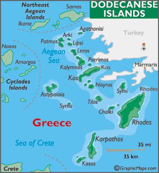 Dodecanese Islands Map / Geography of Dodecanese Islands / Map of ...