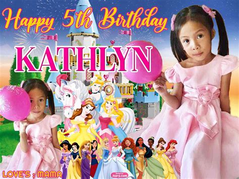 3x4 Happy 5th birthday kathlyn Disney Princess