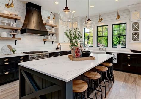 farmhouse kitchen with blue island - Google Search | Kitchen island decor, Modern kitchen island ...