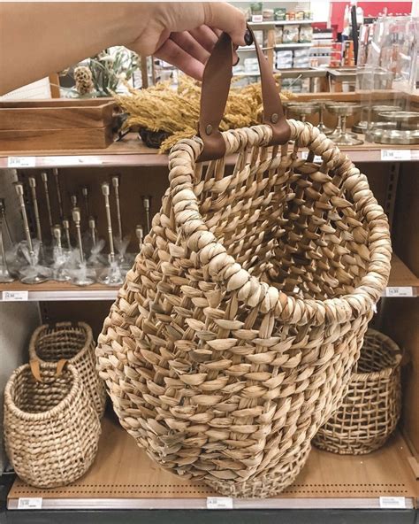 10.2" x 7" Hanging Water Hyacinth Basket with Leather Handle Natural - Threshold™ | Water ...