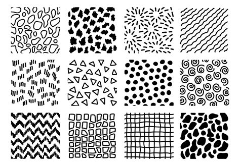 Set of hand drawn doodle sketch texture elements. Black and white tileable textures 7176303 ...