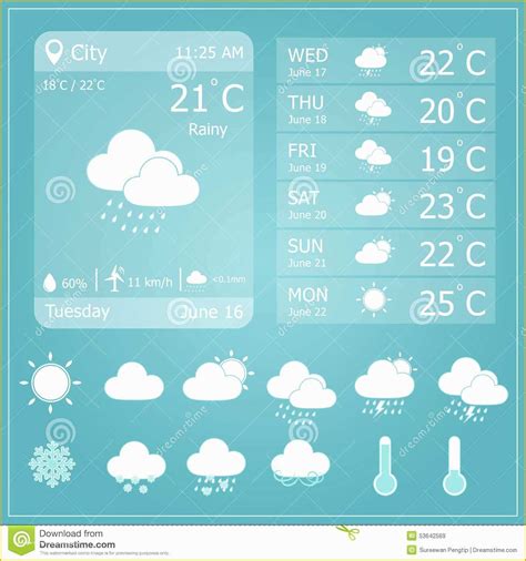 Free Weather Website Templates Of Weather forecast Interface Template Stock Vector ...