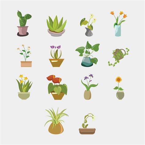 Premium Vector | Flower pot illustration set