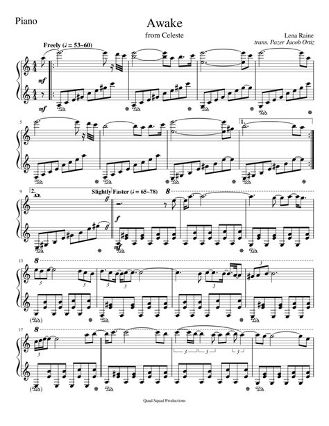 Awake (Celeste OST) sheet music for Piano download free in PDF or MIDI