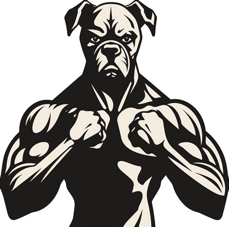 Boxer Power Black Logo Design with Dog Icon Black and Bold Boxer Dog ...