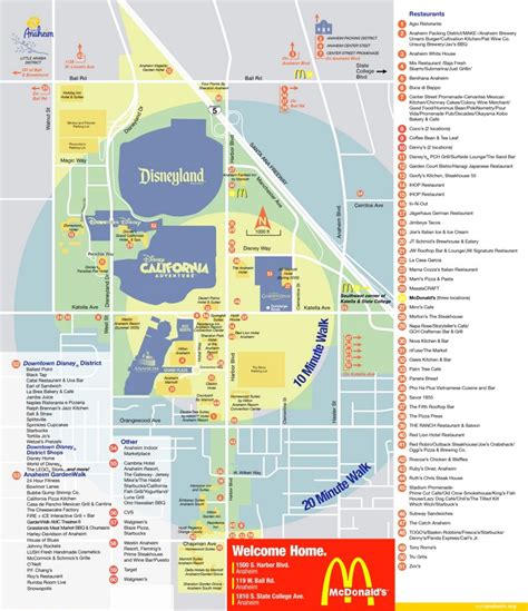 Anaheim Resort Restaurants And Attractions Map - Ontheworldmap.com