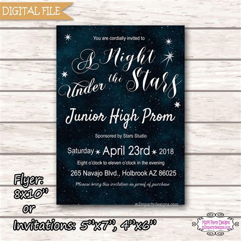 Prom Invitations. Flyer or Ticket. Under the Stars Invitation - Etsy