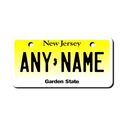 Personalized New Jersey 2" X 4" Aluminum License Plate Version 1