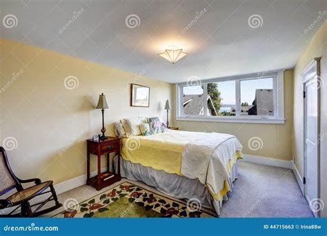 Bedroom Interior in Soft Ivory Color Stock Image - Image of bedroom, room: 44715663