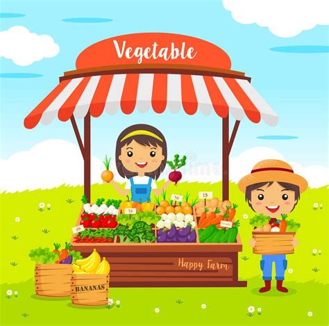 Local Market Farmer Vegetables Shop Stock Vector - Illustration of ...