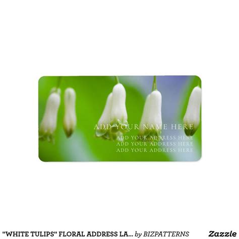"WHITE TULIPS" FLORAL ADDRESS LABEL | Custom address labels, Stationery store, Address labels