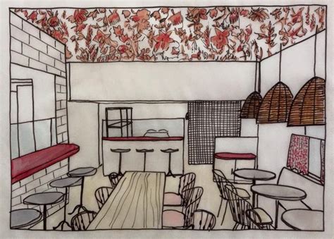 Perspective drawing for restaurant project 1 Point Perspective, Perspective Drawing, Restaurant ...