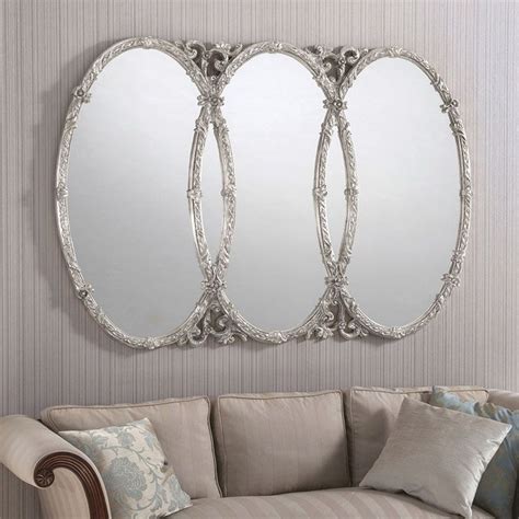 Triple Oval Ornate Silver Wall Mirror 160 (W) x 110 (H) cm | Silver wall mirror, Oval wall ...