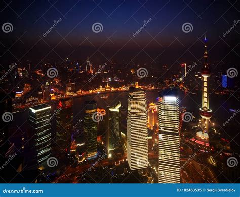 Beautiful Skyscrapers,night View City Building of Pudong, Shanghai ...